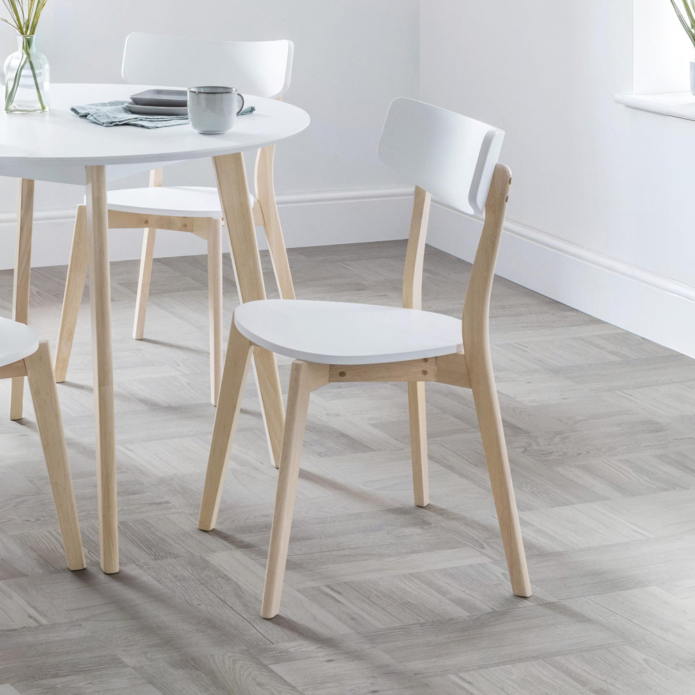 Julian Bowen Casa Set of 2 White and Oak Dining Chairs Image 5