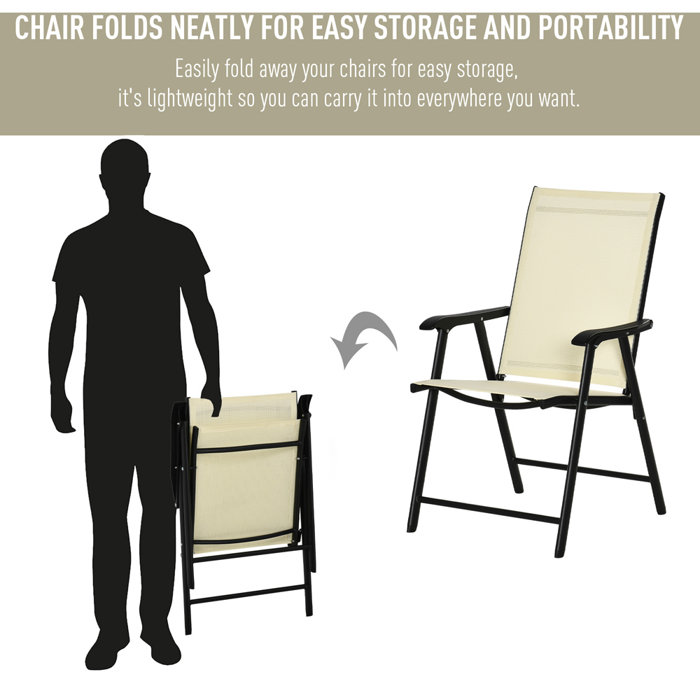 Outsunny Set of 2 Beige Foldable Garden Dining Chair Image 5
