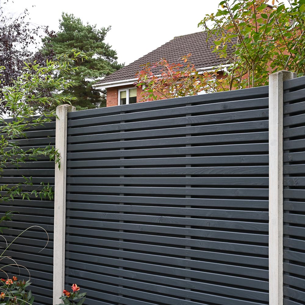 Forest Garden 6 x 6ft Anthracite Grey Contemporary Slatted Fence Panel Image 4