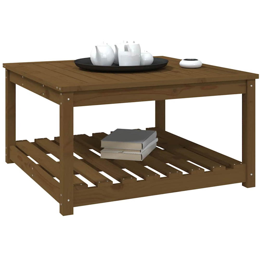 vidaXL Single Shelf Honey Brown Solid Pine Wood Slatted Garden Table 82.5 x 82.5cm Image 5
