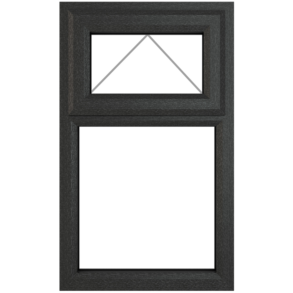 Crystal uPVC Triple Glazed Window Top Hung Over Fixed Light Grey White Clear Glass 610x1040mm Image 2