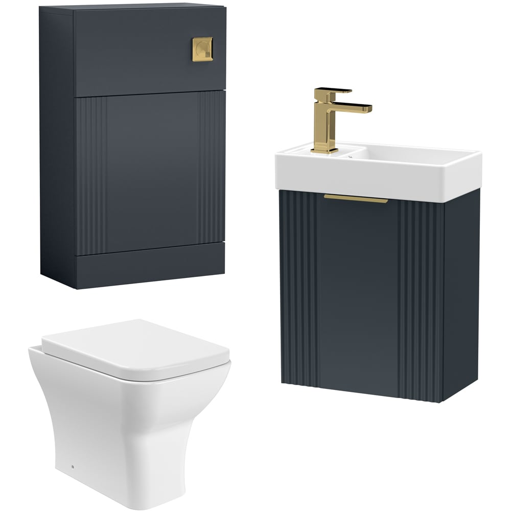nuie Deco 400mm Soft Black Wall Hung Unit with WC and Tap Image 1
