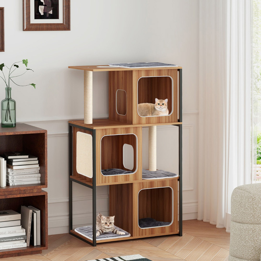 Costway Natural Cat Tree with Padded Top Perch Image 2
