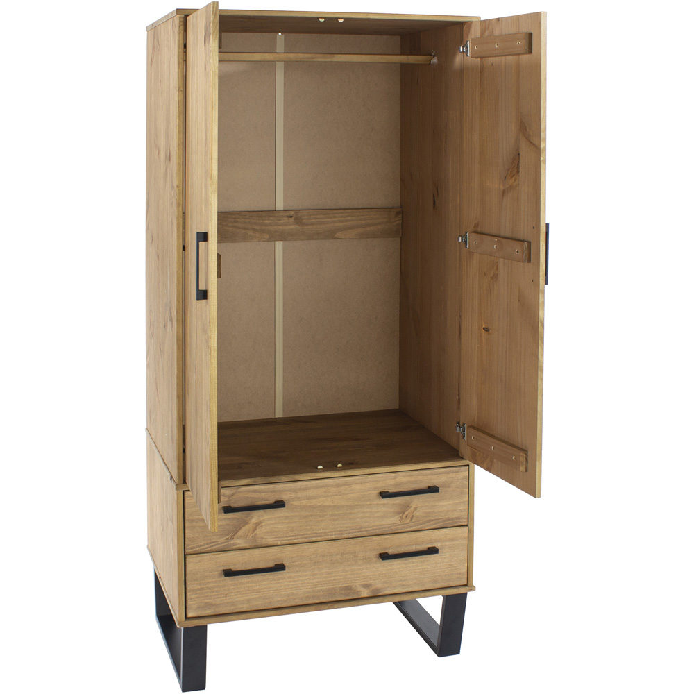 Core Products Texas 2 Door 2 Drawer Antique Wax Pine Wardrobe Image 5