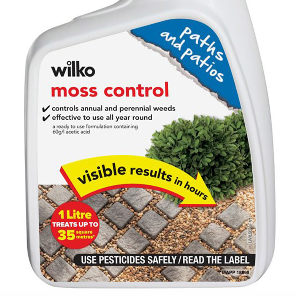 Wilko ReadytoUse Path and Patio Total Moss Control 1L 35msq Wilko