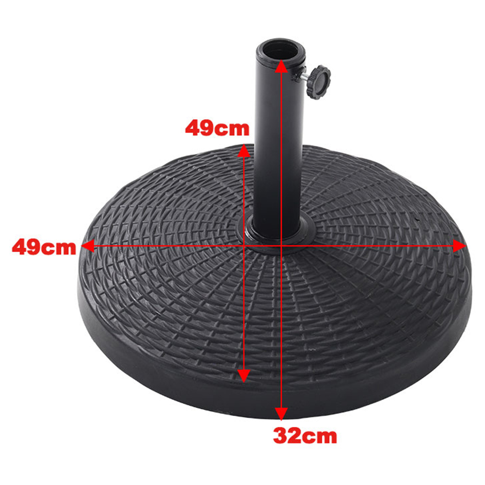 Living and Home Black Round Crank Tilt Parasol with Rattan Effect Round Base 3m Image 9