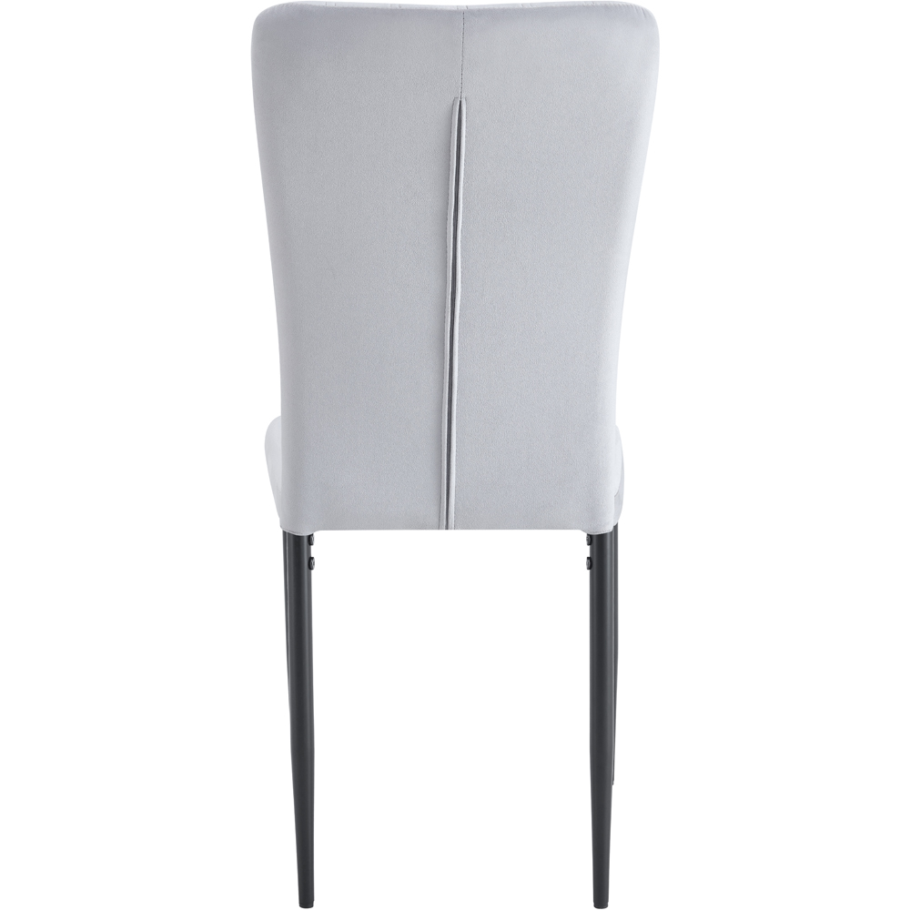 Elle Set of 4 Light Grey Velvet Effect Plush Padded Upholstered Dining Chair Image 6