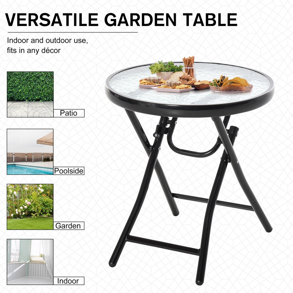 Outsunny Black Round Foldable Garden Table Image 6