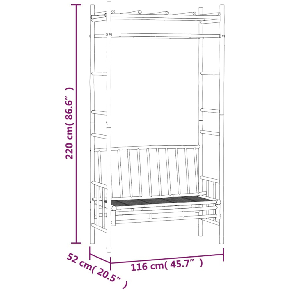 vidaXL Brown Bamboo Garden Bench with Pergola Image 6