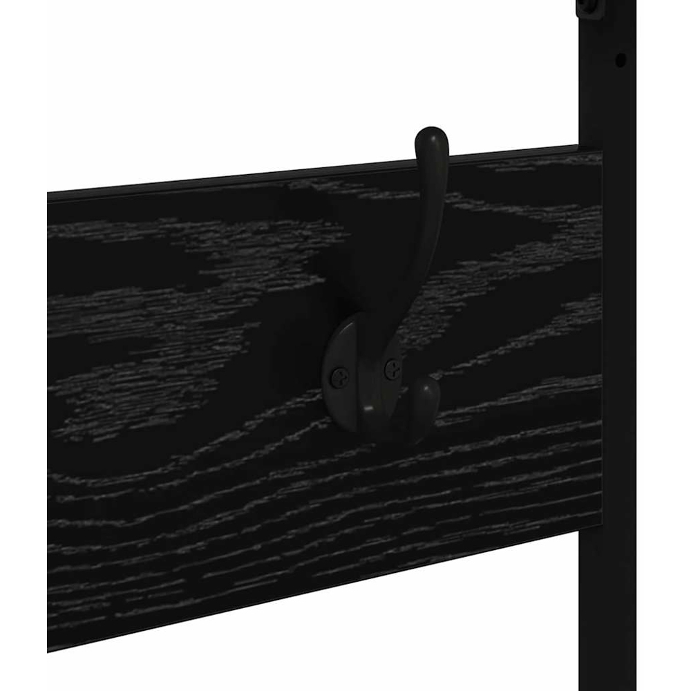 vidaXL 2 Shelf Black Oak Clothes Rack with Hanging Hooks Image 5