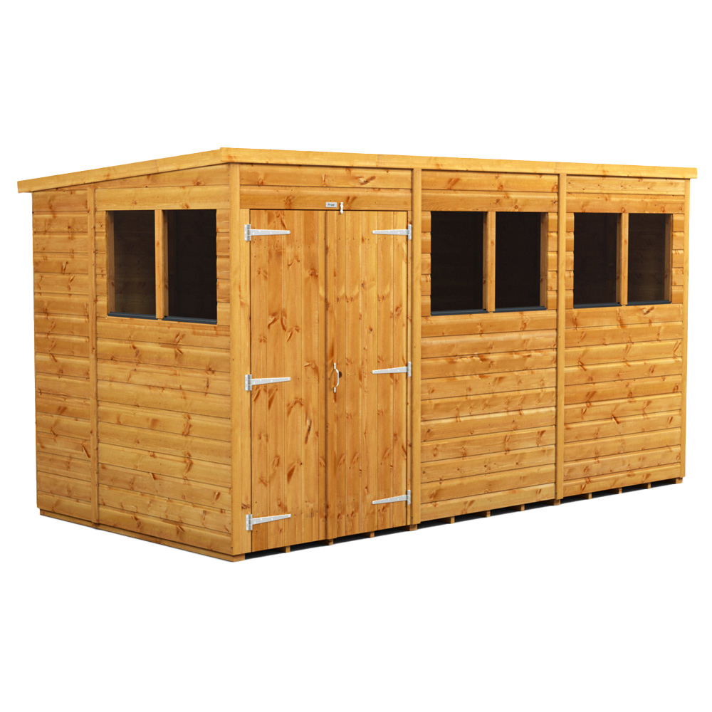 Power Sheds 12 x 6ft Double Door Pent Wooden Shed Image 1