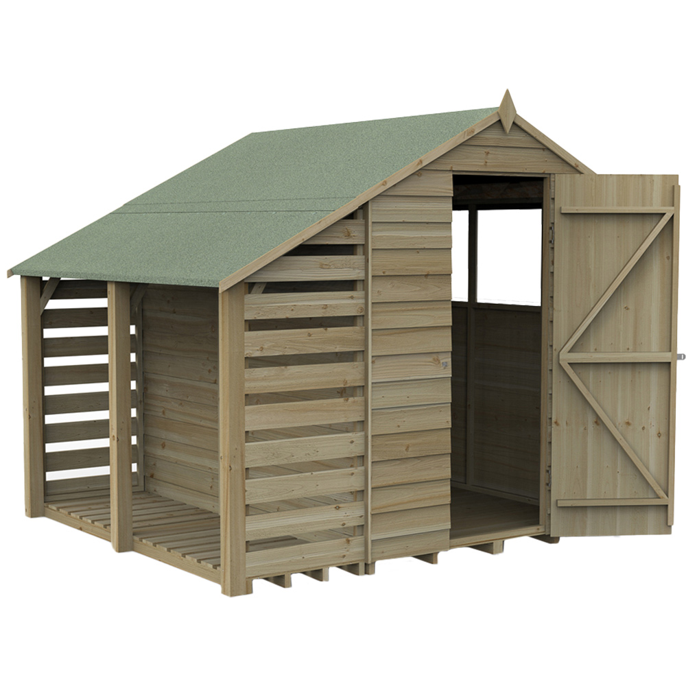 Forest Garden 5 x 7ft Pressure Treated Overlap Apex Shed with Lean To Image 2