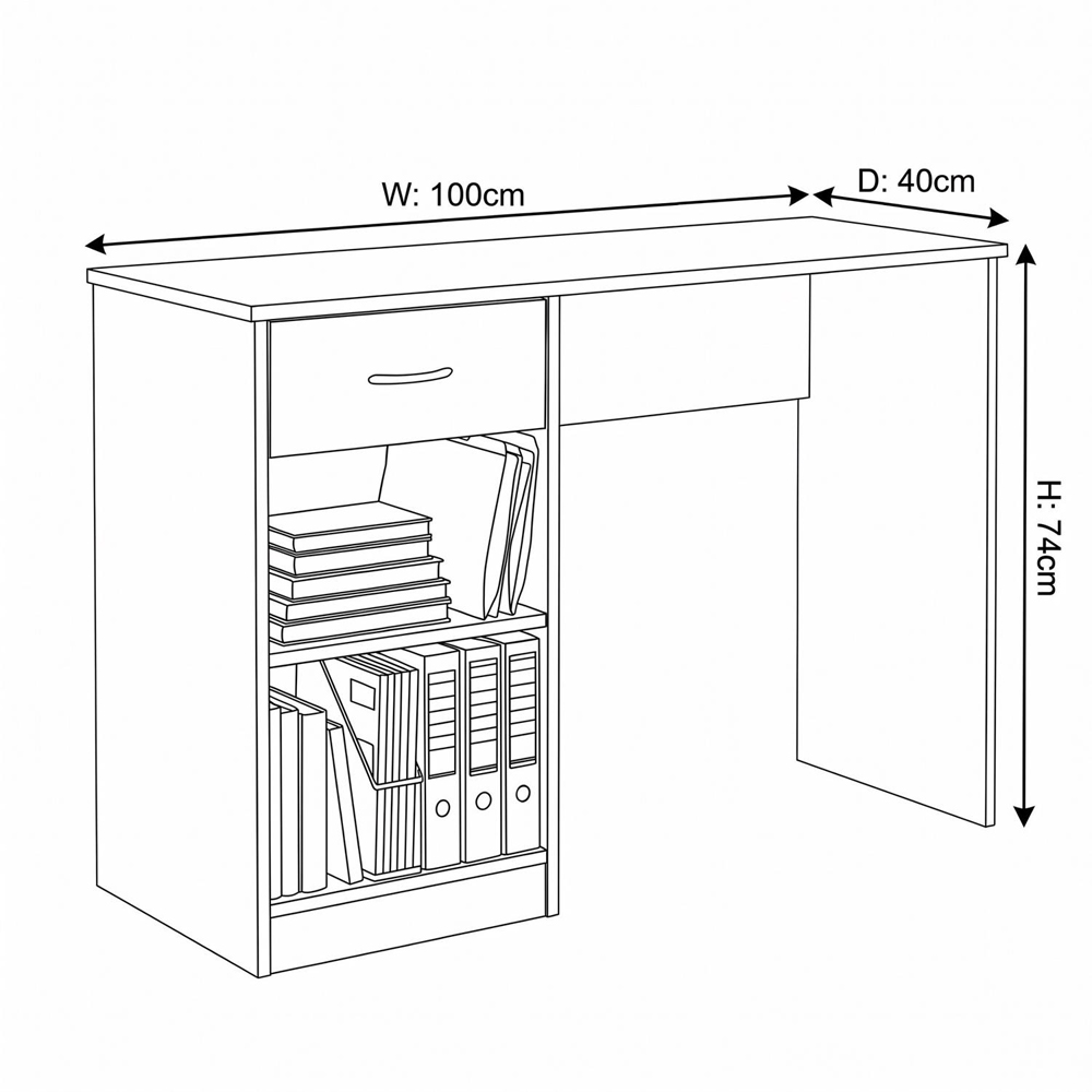 FWStyle Promo Single Drawer 2 Shelf White Computer Desk Image 7