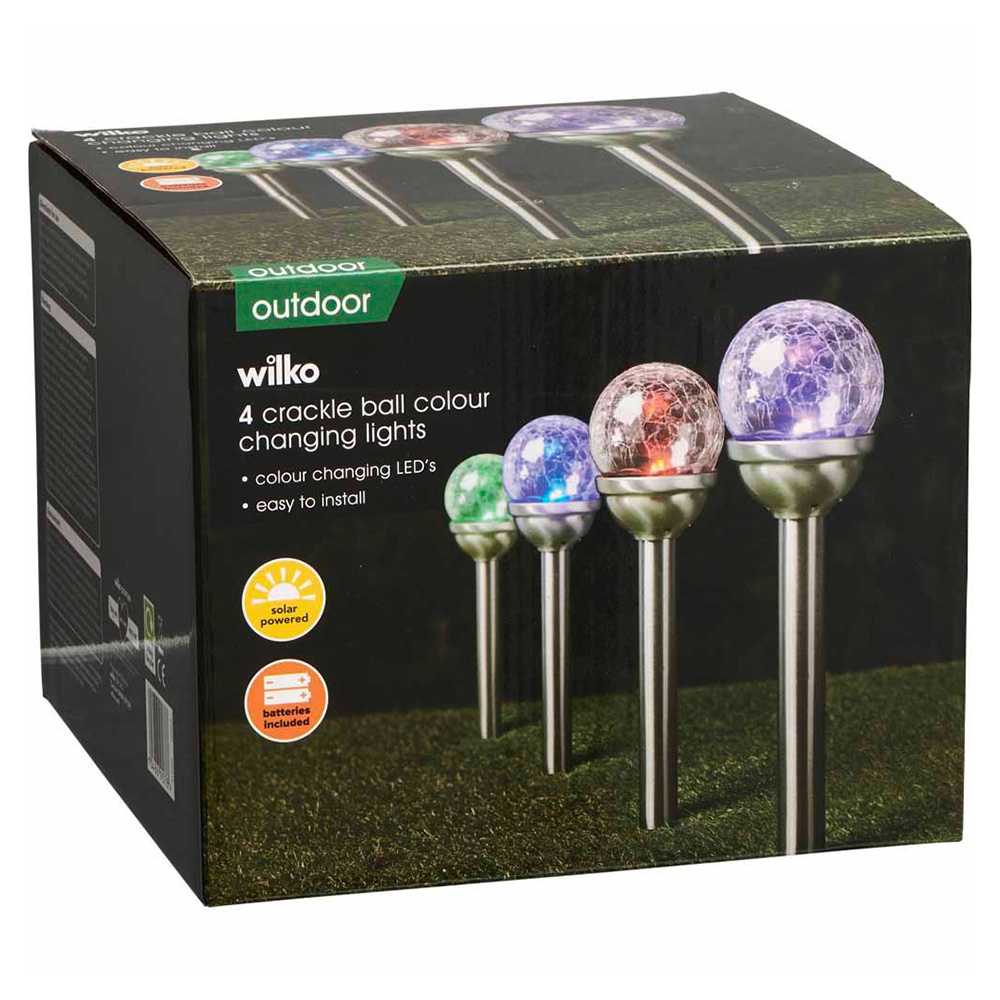 Wilko 4 Pack Colour Changing LED Crackle Ball Garden Lights Image 6