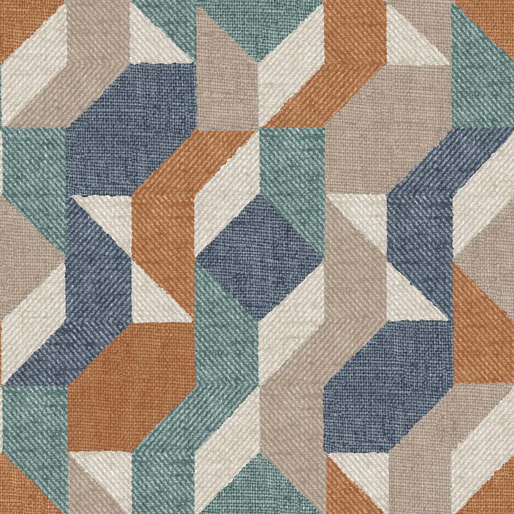 Superfresco Easy Woven Abstract Blue and Orange Wallpaper Image 1