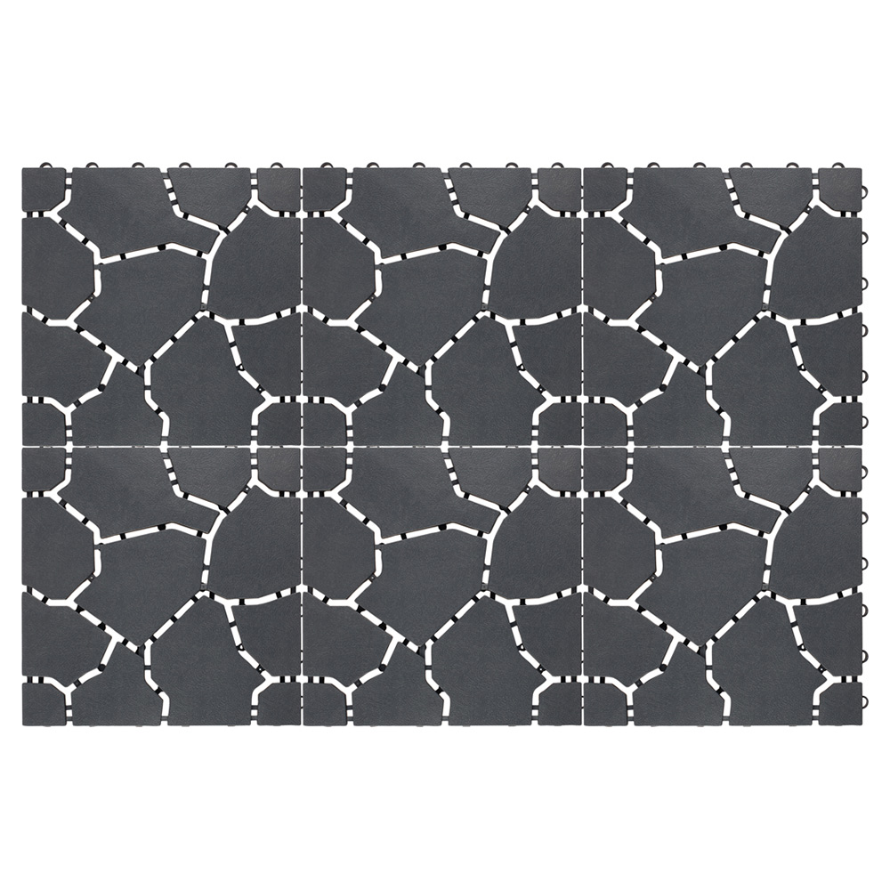 St Helens Grey Plastic Patio Deck Tiles 28 x 28cm 6 Pack Image 1