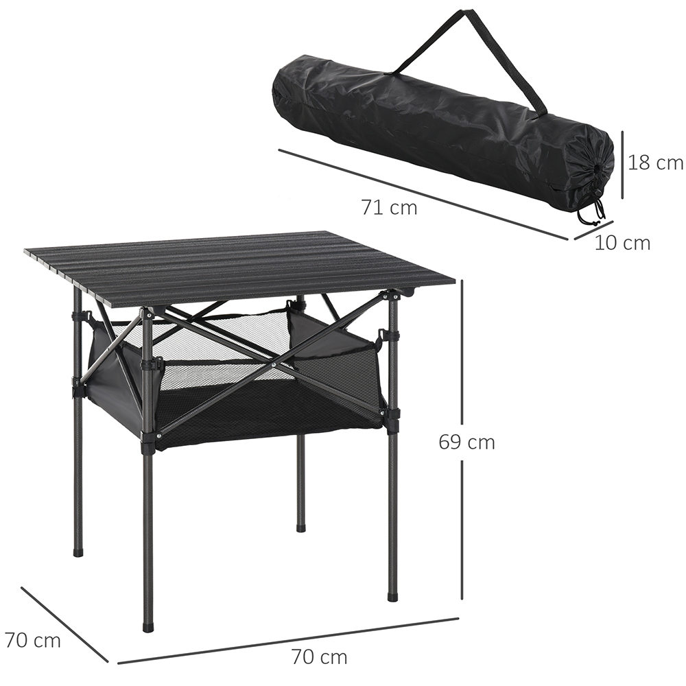 Outsunny Foldable Camping Desk with Storage Black Image 6