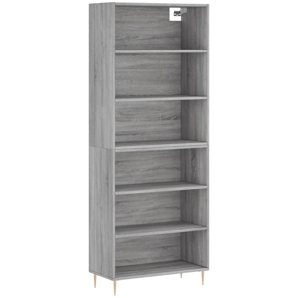 vidaXL 6 Shelf Concrete Grey Highboard Image 2