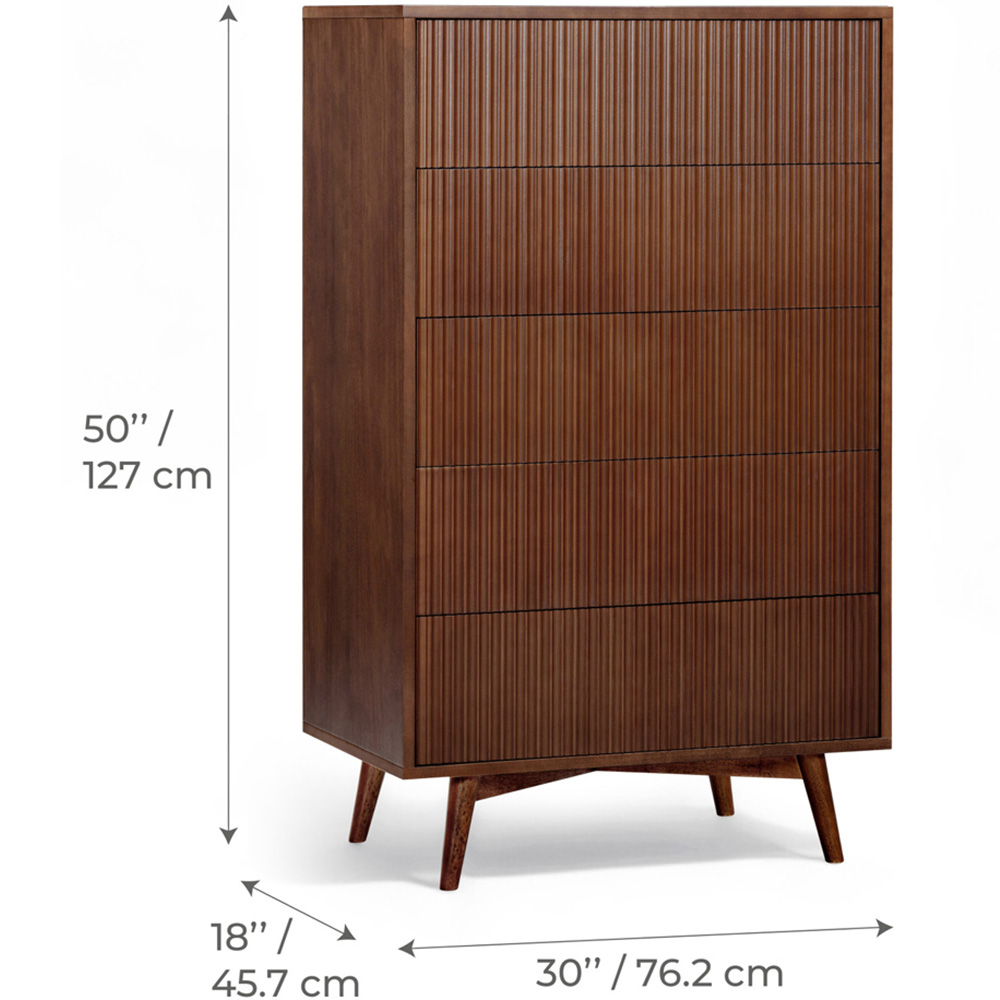 Teamson Home Tremolo 5 Drawer Walnut Dresser Image 9
