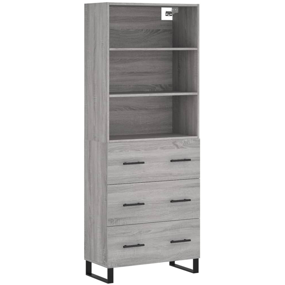 vidaXL 3 Drawer 3 Shelf Grey Sonoma Oak Wooden Cabinet Image 2