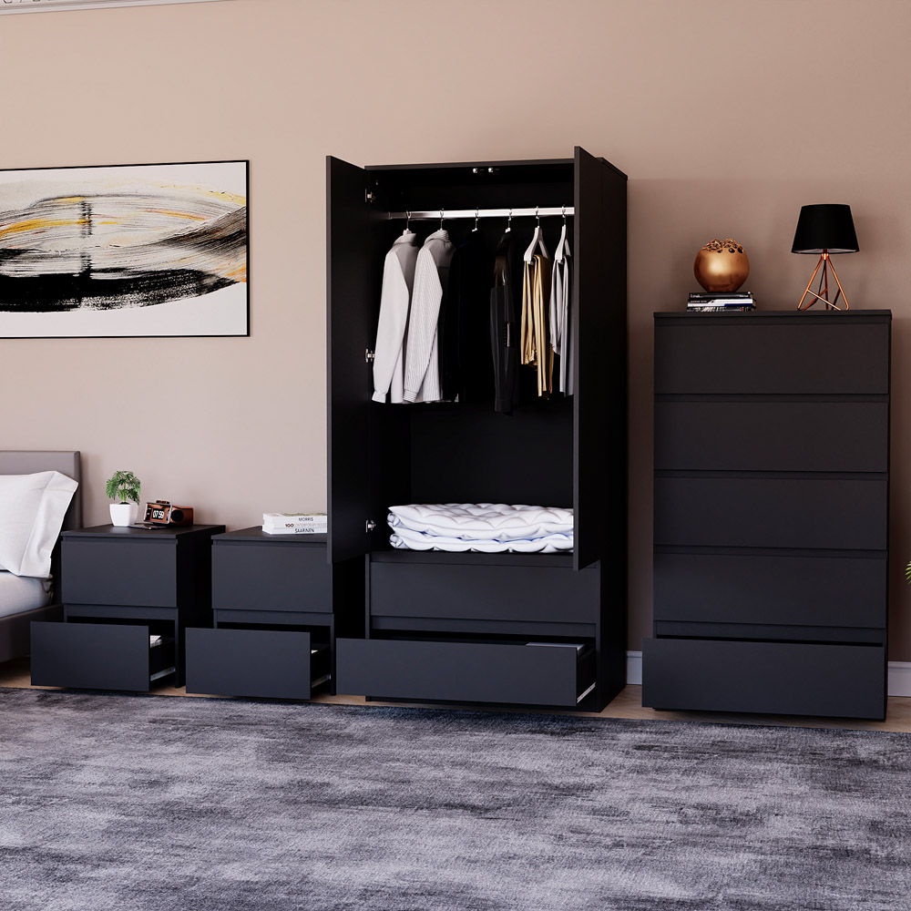 Denver Black 4 Piece Bedroom Furniture Set Image 4