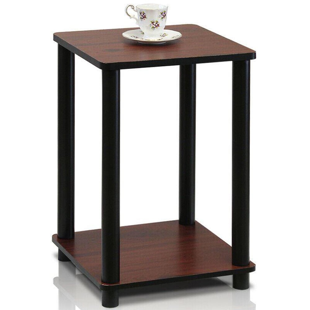 Walplus Single Shelf Dark Cherry and Black Turn-N-Tube End Table Image 3