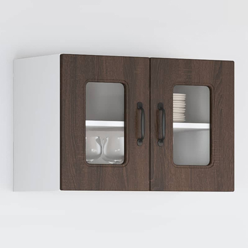 vidaXL Kalmar 2 Door Brown Oak Wall Kitchen Cabinet 2 Pack Image 1