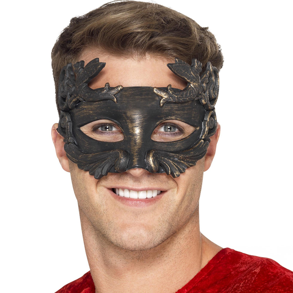 Smiffy's Roman Warrior God Black and Gold Men's Metallic Eyemask Image 2