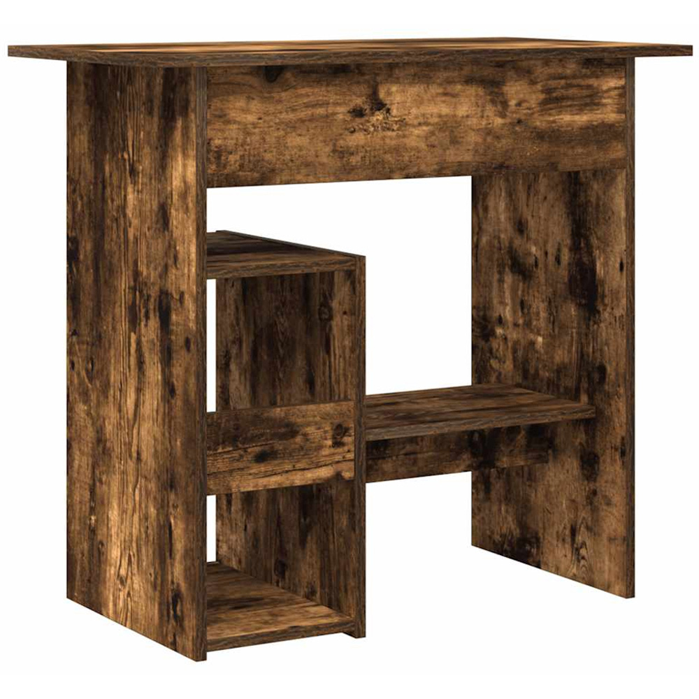 vidaXL 3 Shelf Computer Desk with Keyboard Tray Smoked Oak Image 5