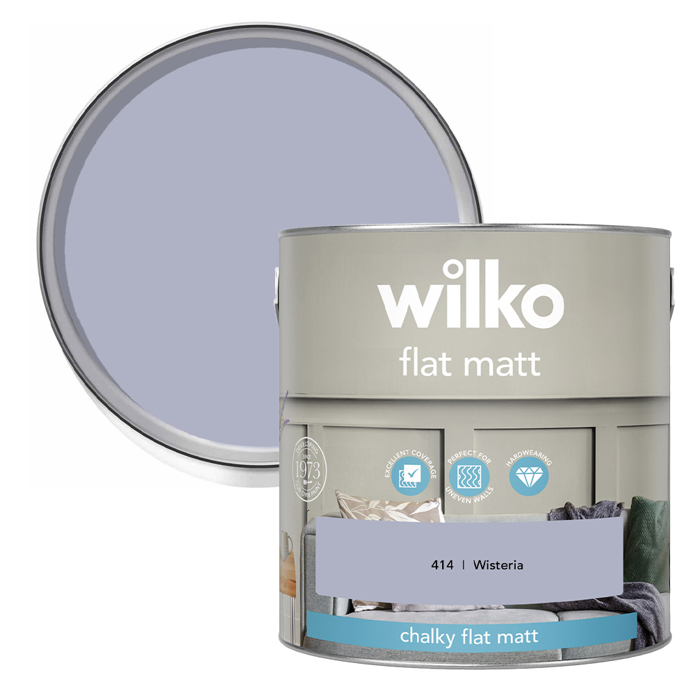 Wilko Wisteria Flat Matt Emulsion Paint 2.5L Image 1