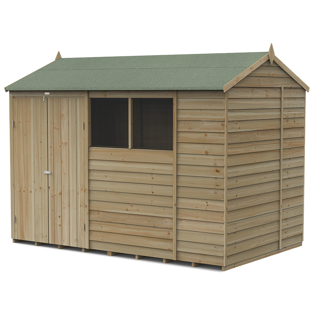 Forest Garden 4LIFE 10 x 6ft Double Door 4 Windows Reverse Apex Shed Image 1