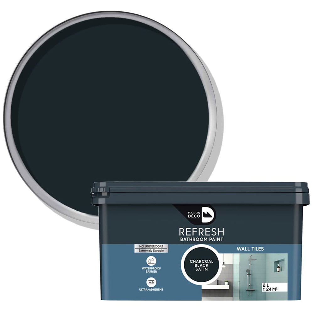 Maison Deco Refresh Bathroom Charcoal Black Satin Paint 2L Image 1
