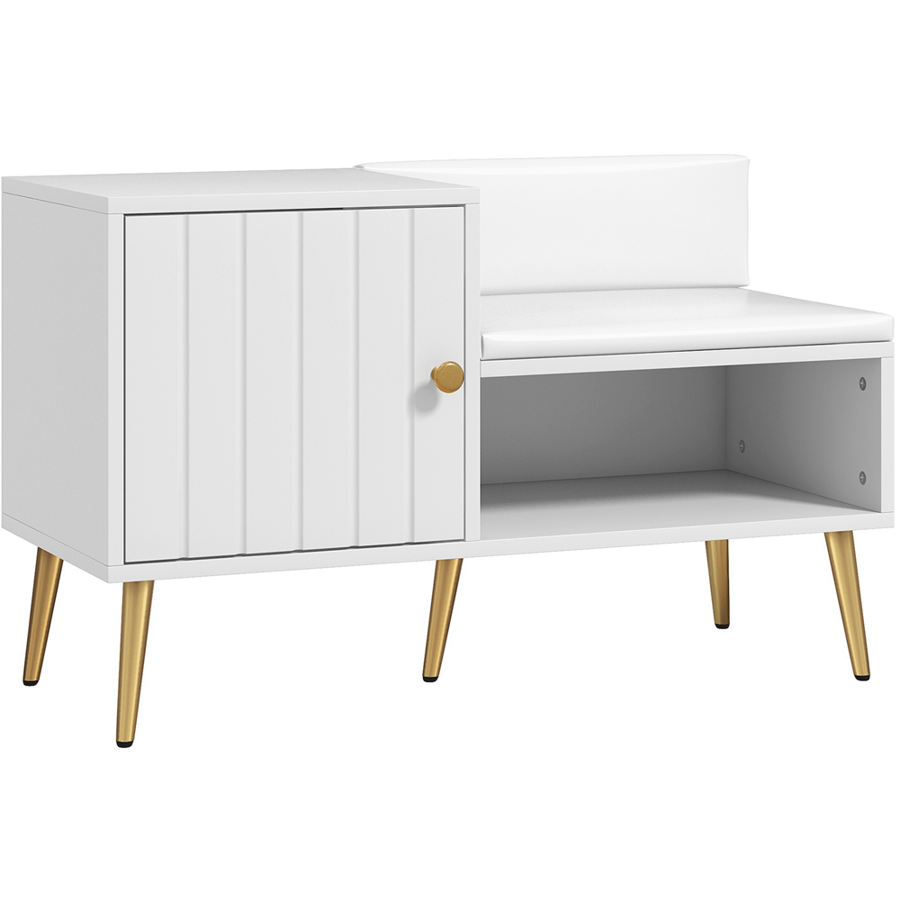 Portland White Upholstered Shoe Storage Cabinet Bench Image 2