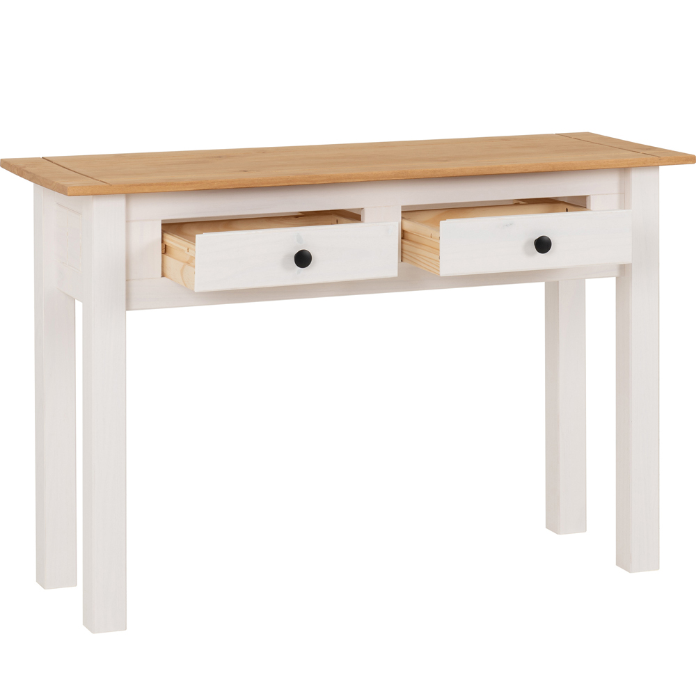 Seconique Panama 2 Drawer White and Natural Wax Console Table Image 4