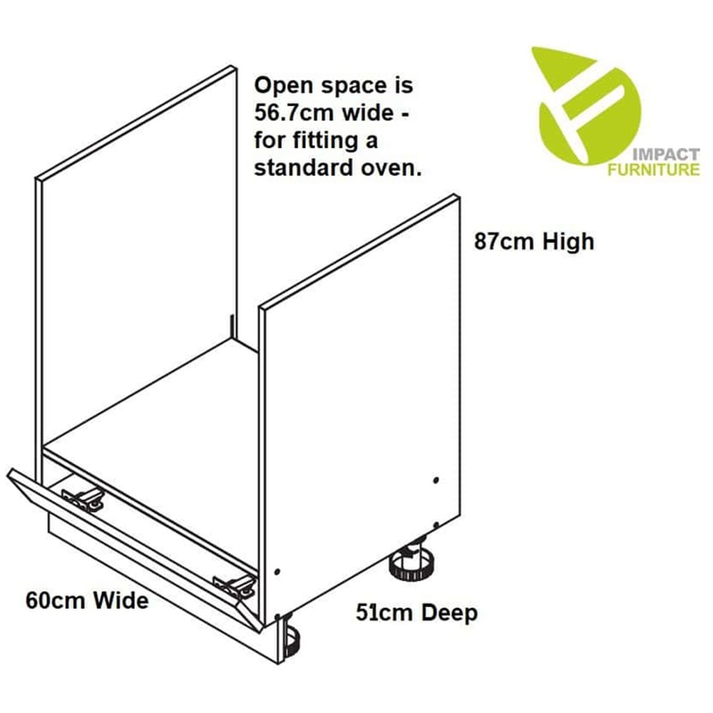 Impact Furniture Star Single Door Light Grey Gloss Freestanding Kitchen Oven Housing Unit 600mm Image 4