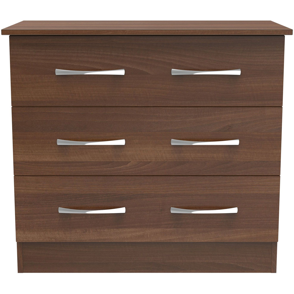 Crowndale Avon 3 Drawer Noche Walnut Chest of Drawers Image 3