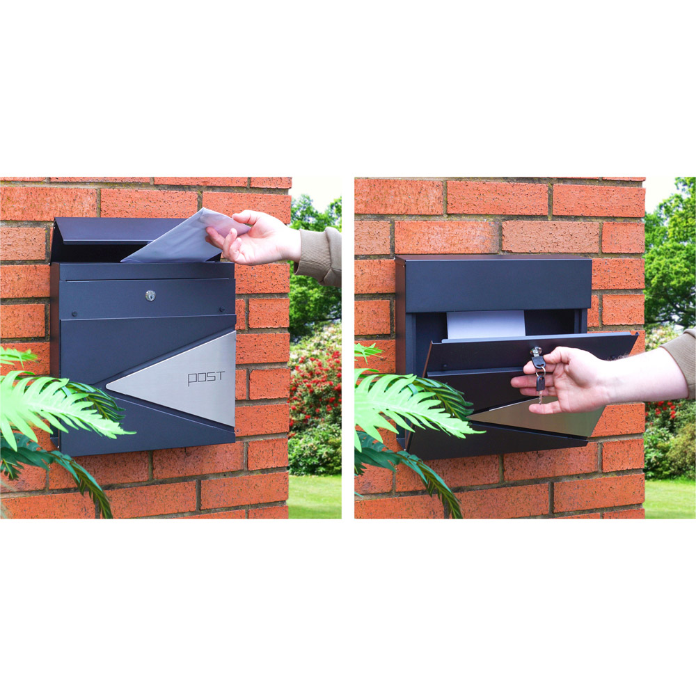 St Helens Black Modern Letter Box Image 7