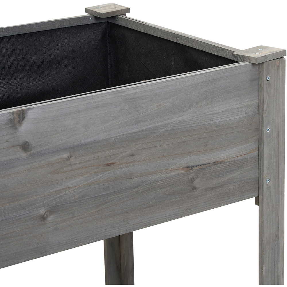 Living and Home Grey Elevated Fir Wood Garden Bed with Drainage Holes Image 5
