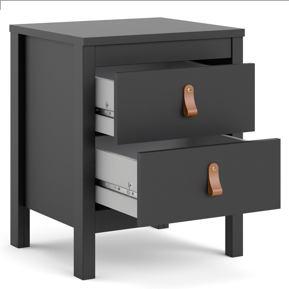 Florence Barcelona 2 Drawer Matt Black Bedside Table Image 4