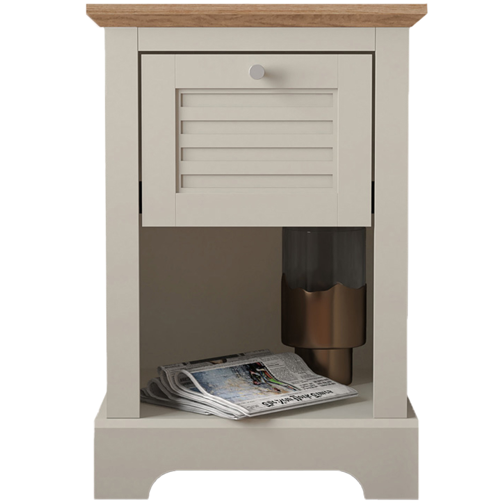 GFW Salcombe Single Drawer Grey Bedside Table Image 2