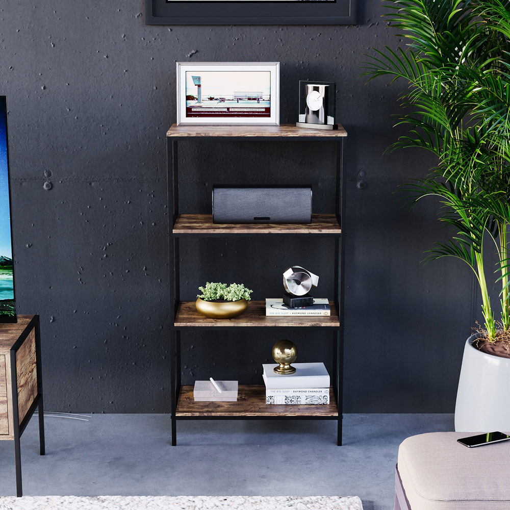 Vida Designs Brooklyn 4 Shelf Brown Bookcase Image 4