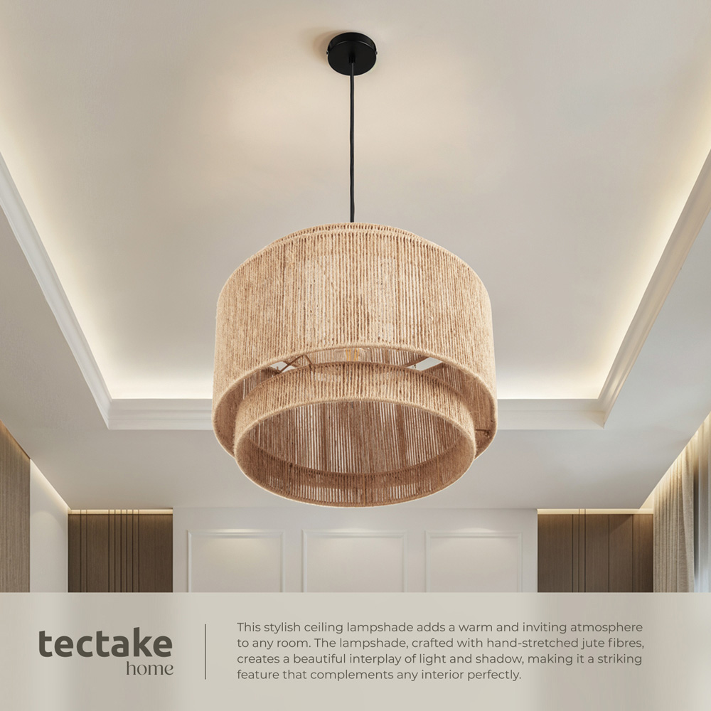 tectake Lignea 3-Tier Boho Chic Jute Fibre Pendant Light Image 7