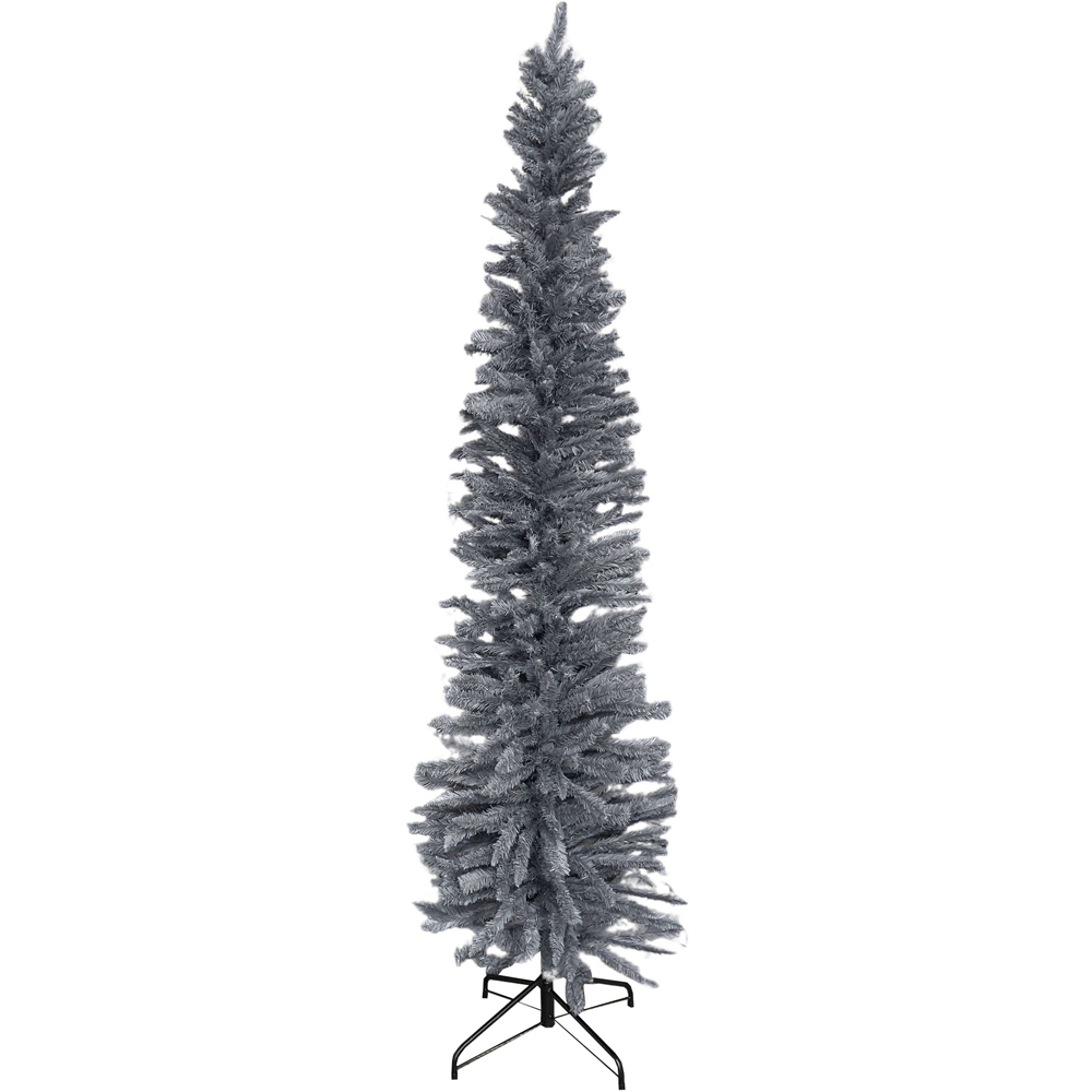 Samuel Alexander Grey Wrapped Pencil Pine Artificial Christmas Tree with 460 Tips 8ft Image 1