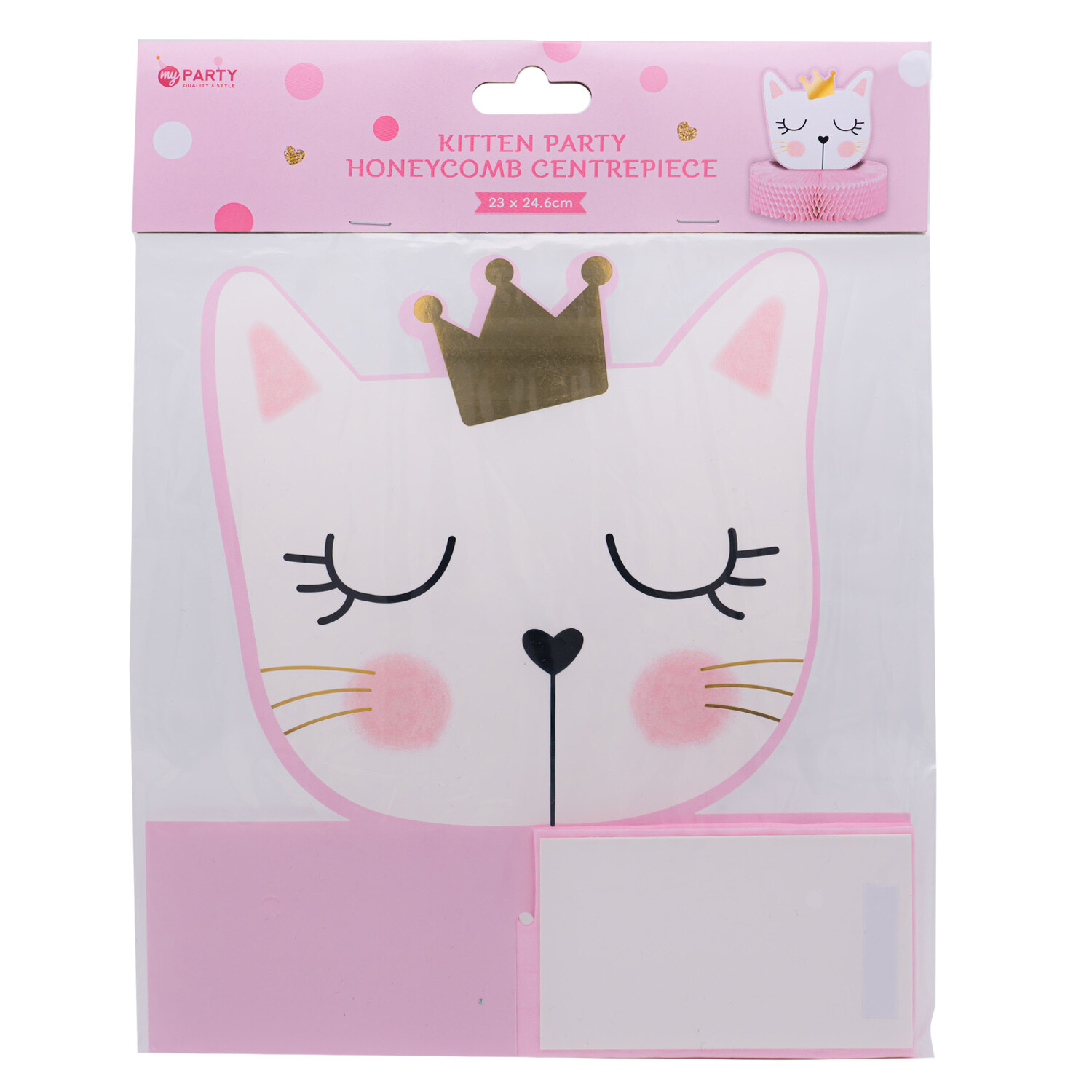 Kitten Party Honeycomb Centrepiece Party Decoration Pink Image 1