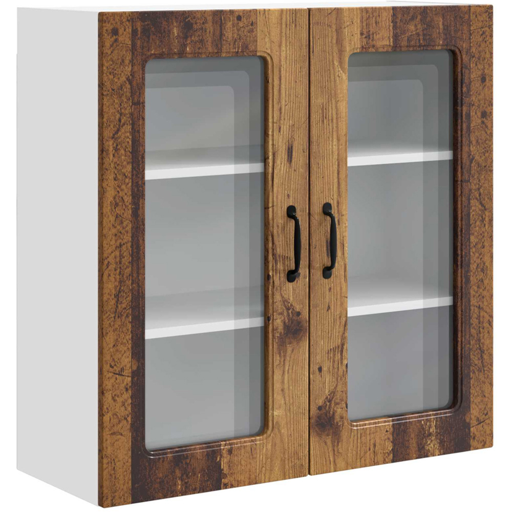 vidaXL 2 Glass Door Old Wood Kitchen Wall Cabinet Image 2