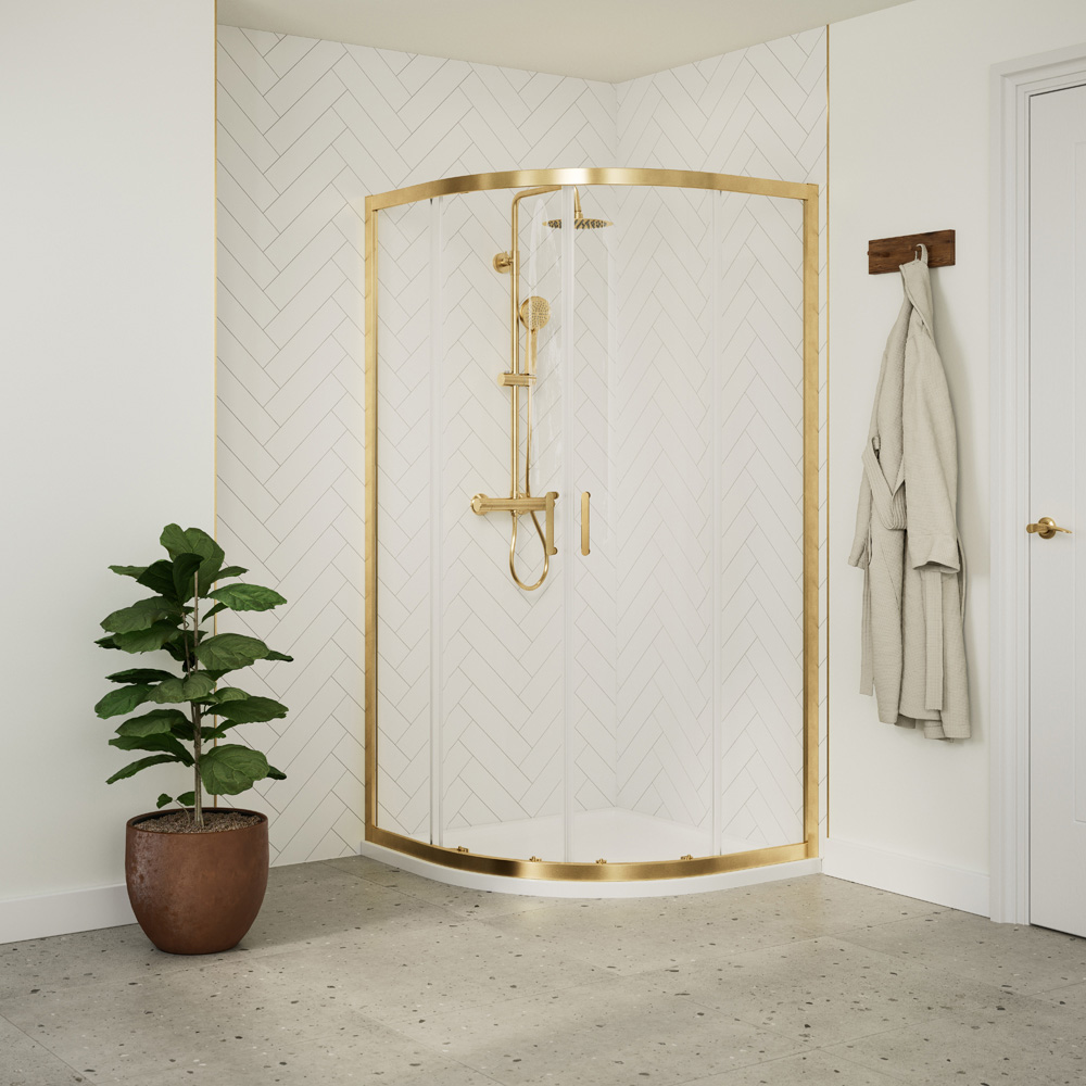 Bathstore Atlantis 2 Door Brushed Brass Quadrant Shower Enclosure 900mm Image 2