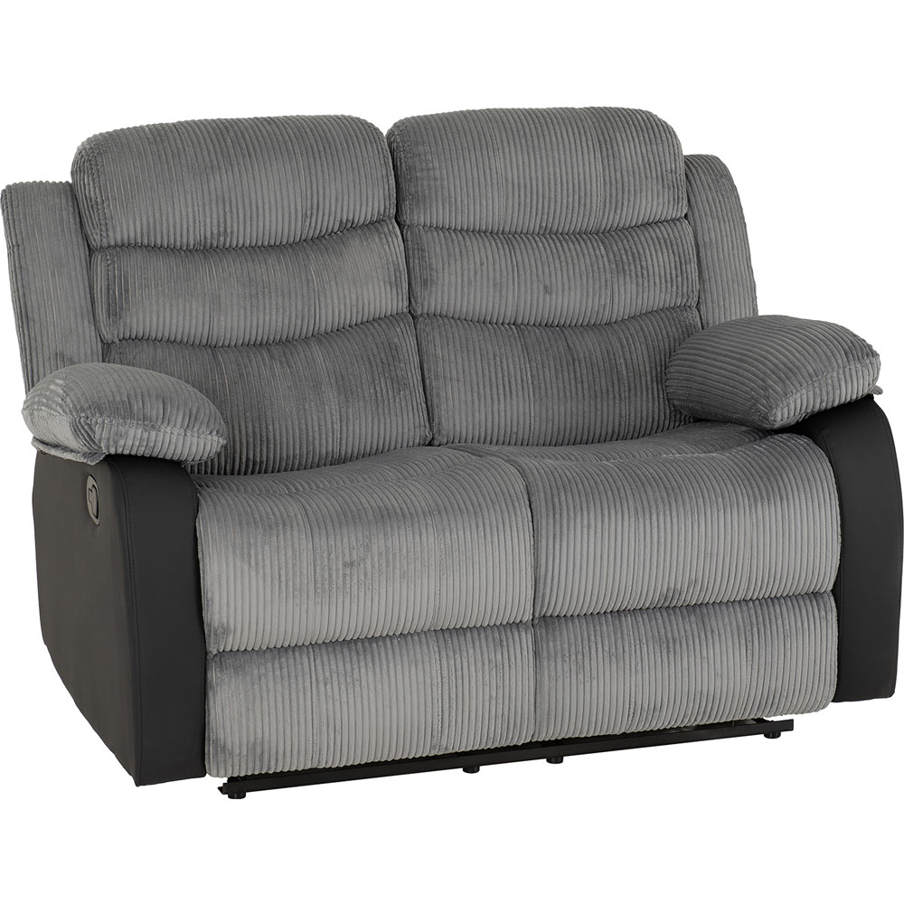 Seconique Roma 5 Seater Grey Cord Fabric and Black PU Sofa Set Image 6