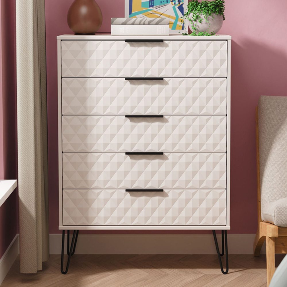 Crowndale Harlequin 5 Drawer Kashmir Matt Chest of Drawers Ready Assembled Image 1