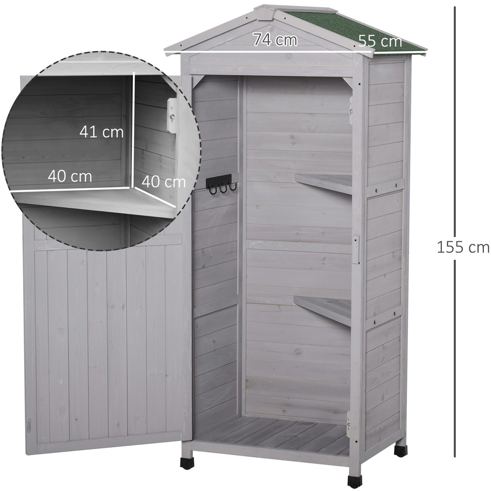 Outsunny 2.4 x 1.5ft Grey Storage Shed Image 7