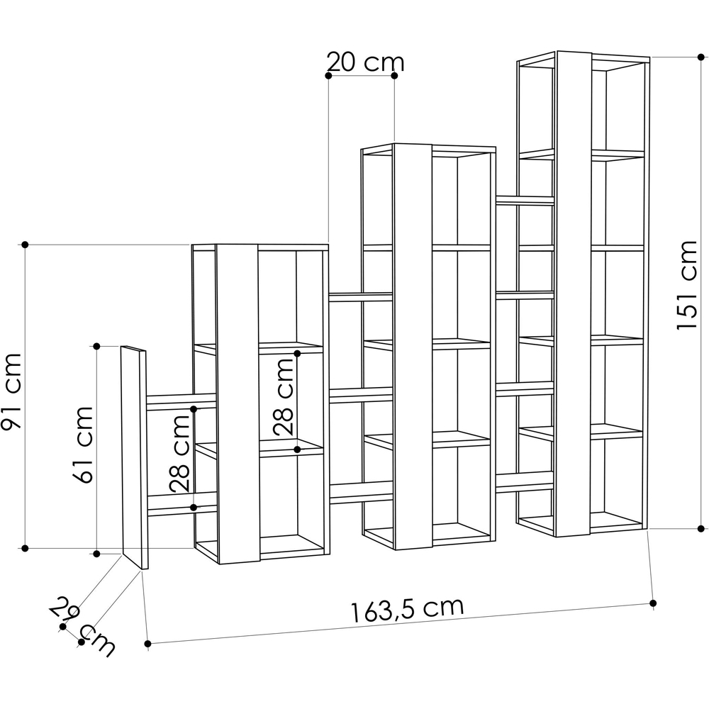 Decortie Lift 18 Shelf Sapphire Oak Room Divider and Bookcase Image 8